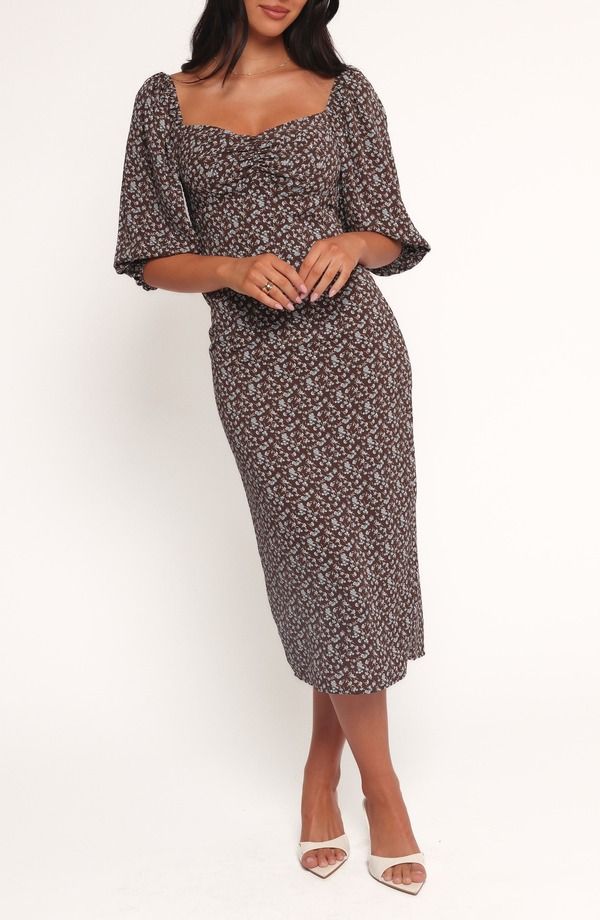 ペタルアンドパップ レディース トップス ワンピース フラワー柄 ミディ フラワー Petal Pup Oona Floral Midi Dress BROWN BLUE FLORAL ブルー 18,600円