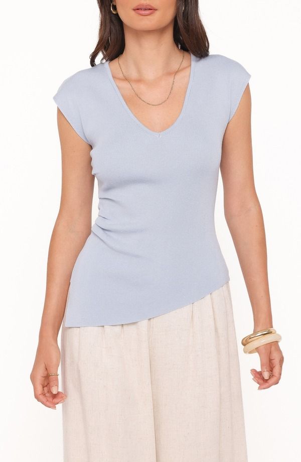 ペタルアンドパップ レディース トップス シャツ ギャザー ニット Petal Pup Side Ruched Knitop LIGHT BLUE ブルー