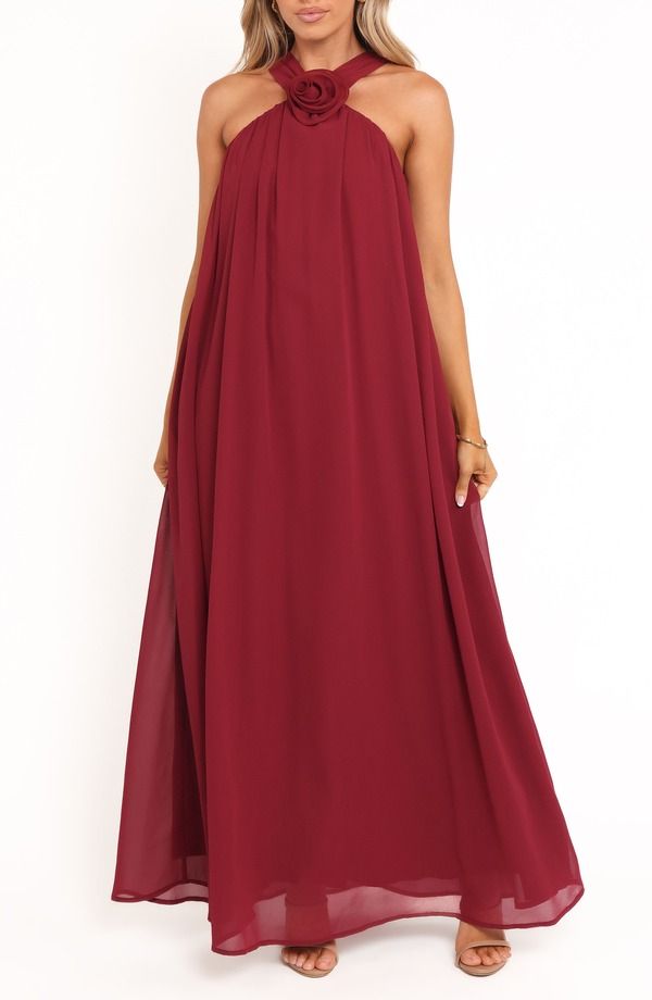 ペタルアンドパップ レディース トップス ワンピース マキシ Petal Pup Melba Rosette Maxi Dress BERRY