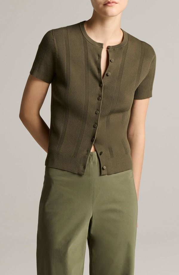 ヴィンス レディース アウター ニット・セーター リブニット カーディガン Vince Short Sleeve Rib Knit Cardigan PINE GROVE 49,080円