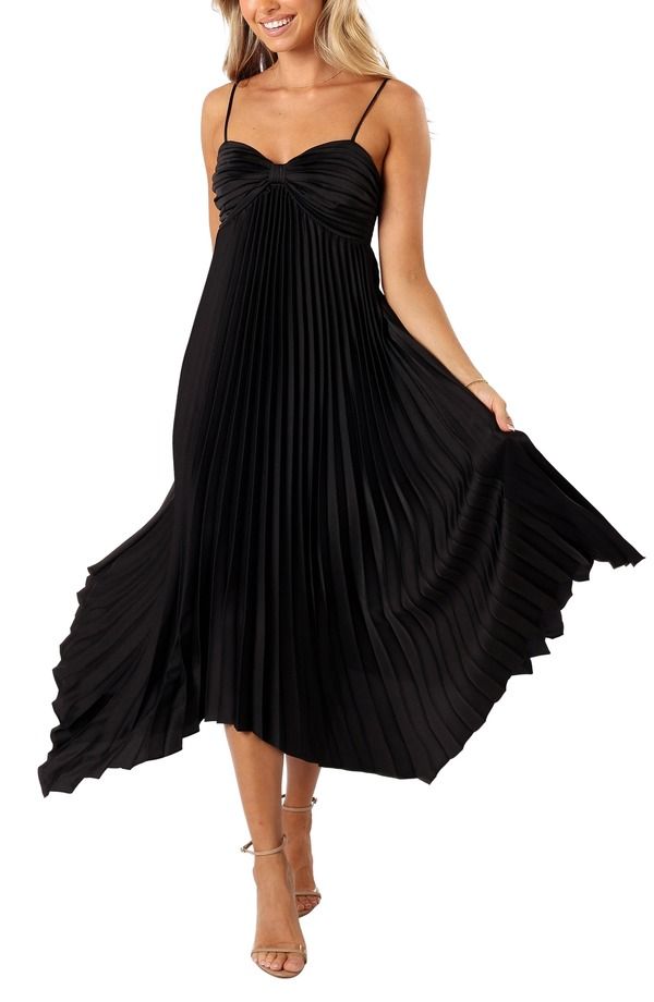 ペタルアンドパップ レディース トップス ワンピース プリーツ サテン ノースリーブ マキシ Petal Pup Vikki Pleated Sleevelessatin Maxi Dress BLA