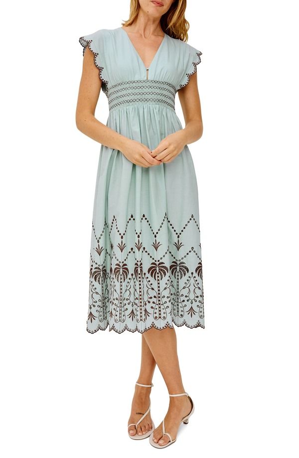 レイルズ レディース トップス ワンピース ミディ コットン 刺繍 Rails Roxanneyelet Embroide red Cotton Midi Dress OCEAN PALMS EMBR 47,280円