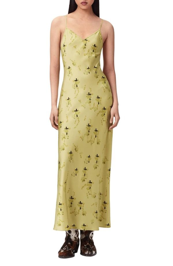 オールセインツ レディース トップス ワンピース サテン AllSaints Bryony Satin Slipdress EMPOLI YELLOW イエロー