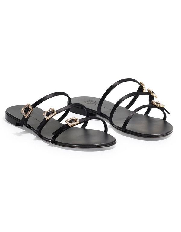 テンパリーロンドン レディース シューズ サンダル サテン Temperley London Eclipse Satin Flat Sandals Women Black ブラック 102,400円