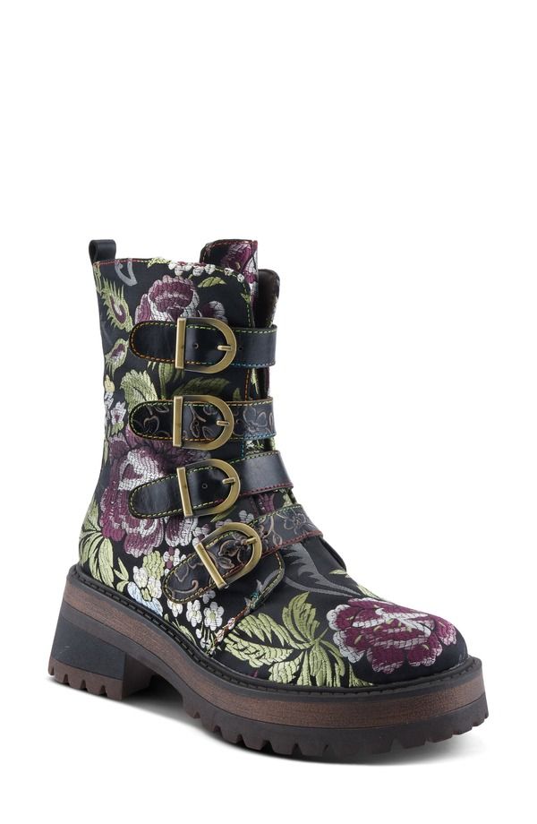 スプリングステップ レディース シューズ ブーツ・レインブーツ LArtiste by Spring Step Haruko Combat Boot Women BLACK MULTI ブラック
