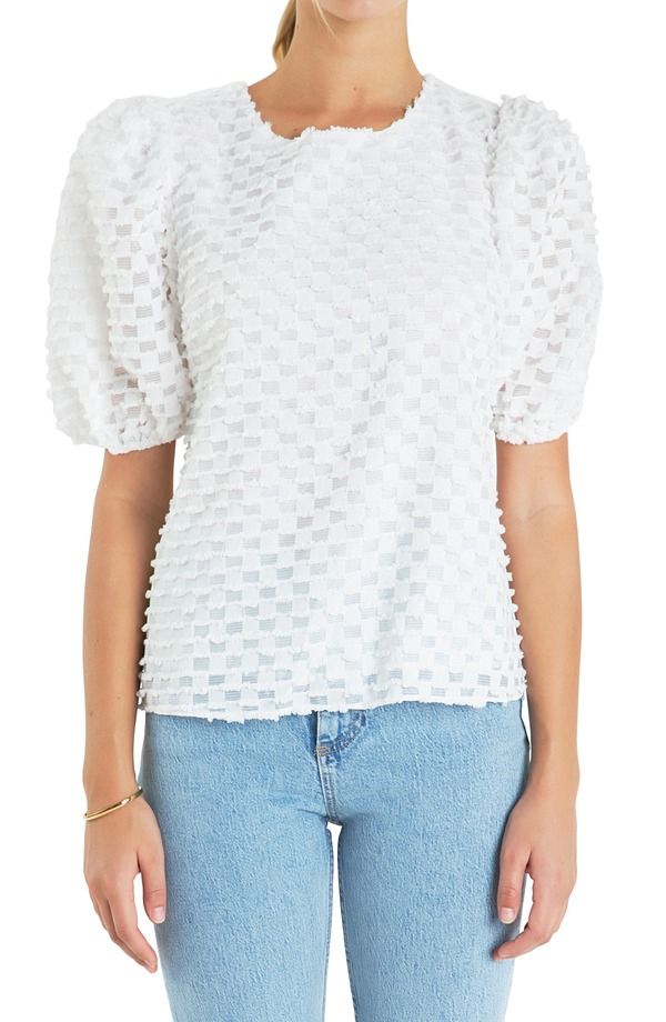 イングリッシュファクトリー レディース トップス シャツ English Factory Textu red Puff Sleeve Top WHITE ホワイト 16,410円