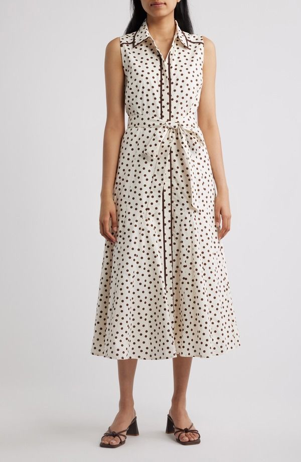 アンクライン レディース トップス ワンピース ドット柄 ドット プチ ミディ シャツ Anne Klein Polka Dot Midi Shirtdress Petite Regular WHIT 32,370円