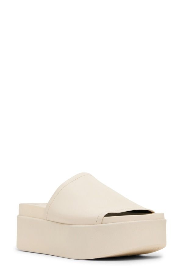 スティーブ マデン レディース シューズ サンダル プラットフォーム Steve Madden Arwen Platform Wedge Slide Sandal Women BONE LEATHER