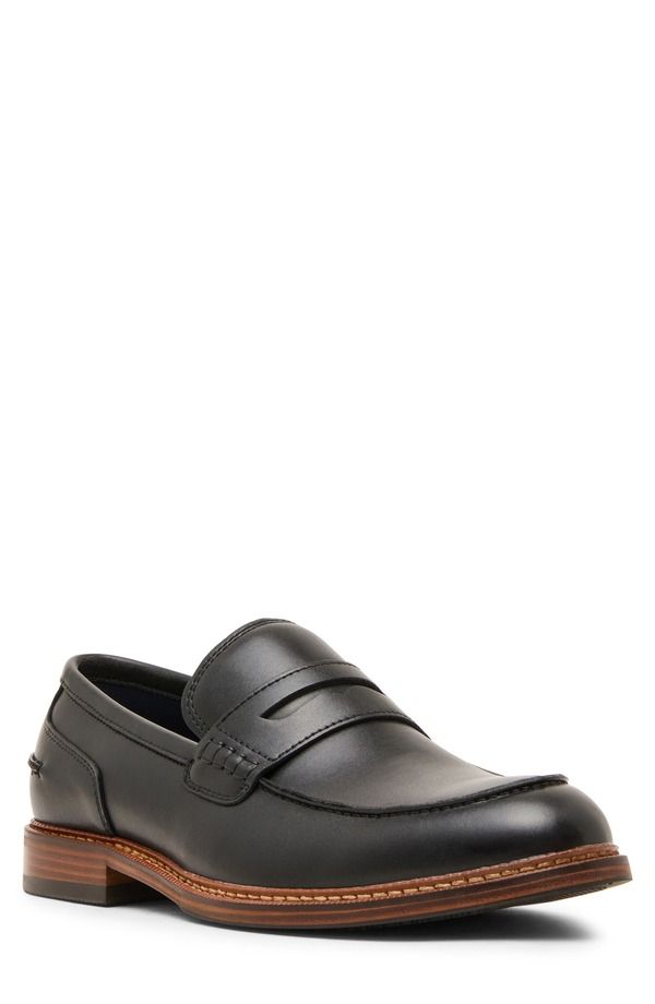 スティーブ マデン メンズ シューズ スリッポン・ローファー レザー Steve Madden Eastin Leather Penny Loafer Men BLACK ブラック