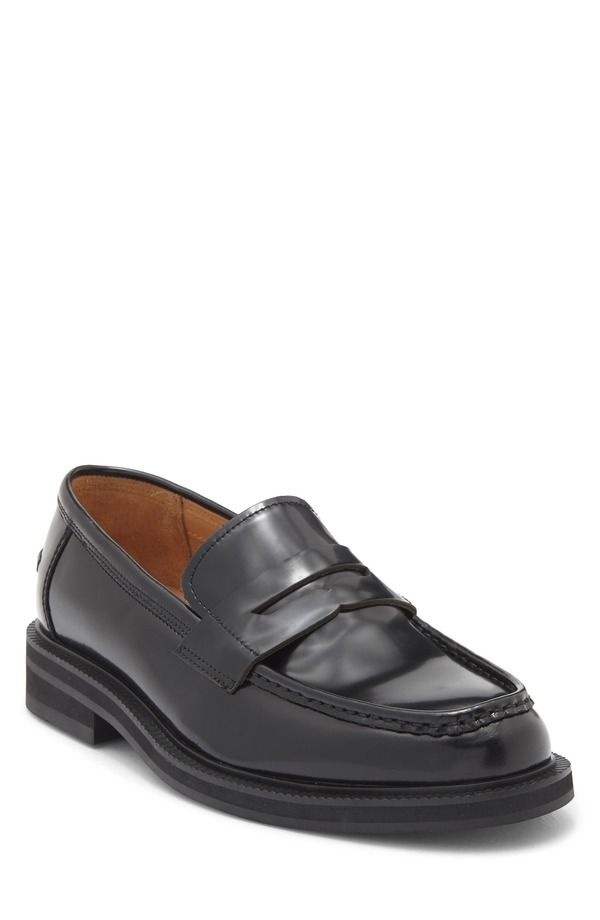 オープンエディット メンズ シューズ ローファー Open Edit Bond Penny Loafer Men BLACK BOX LEATHER ブラック