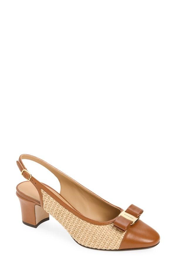 フェラガモ レディース シューズ スニーカー FERRAGAMO Vetty Bow Raffia Slingback Pump NATURALE BISCOTTO