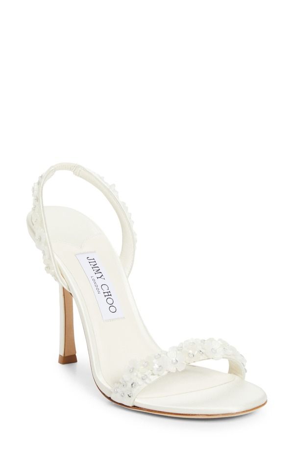 ジミーチュー レディース シューズ サンダル サテン Jimmy Choo Daisy Embellished Satin Slingback Sandal Women IVORY IVORY アイボ