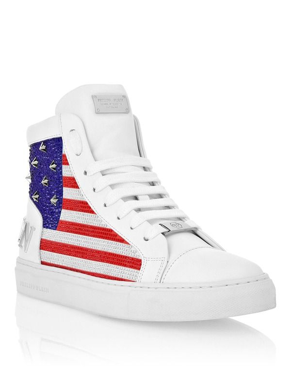 フィリッププレイン レディース シューズ スニーカー PHILIPPLEIN Mid Top Sneakerstar Studs America Unisex Unisex white ホワイト
