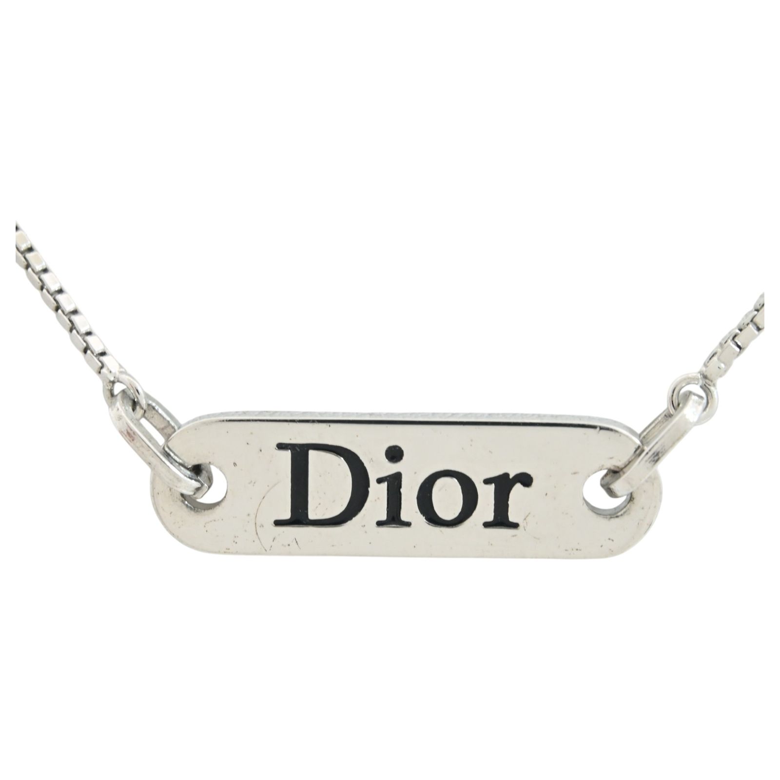 【中古】ディオール ネックレス Dior ロゴプレート アクセサリー Aランク di8708ss