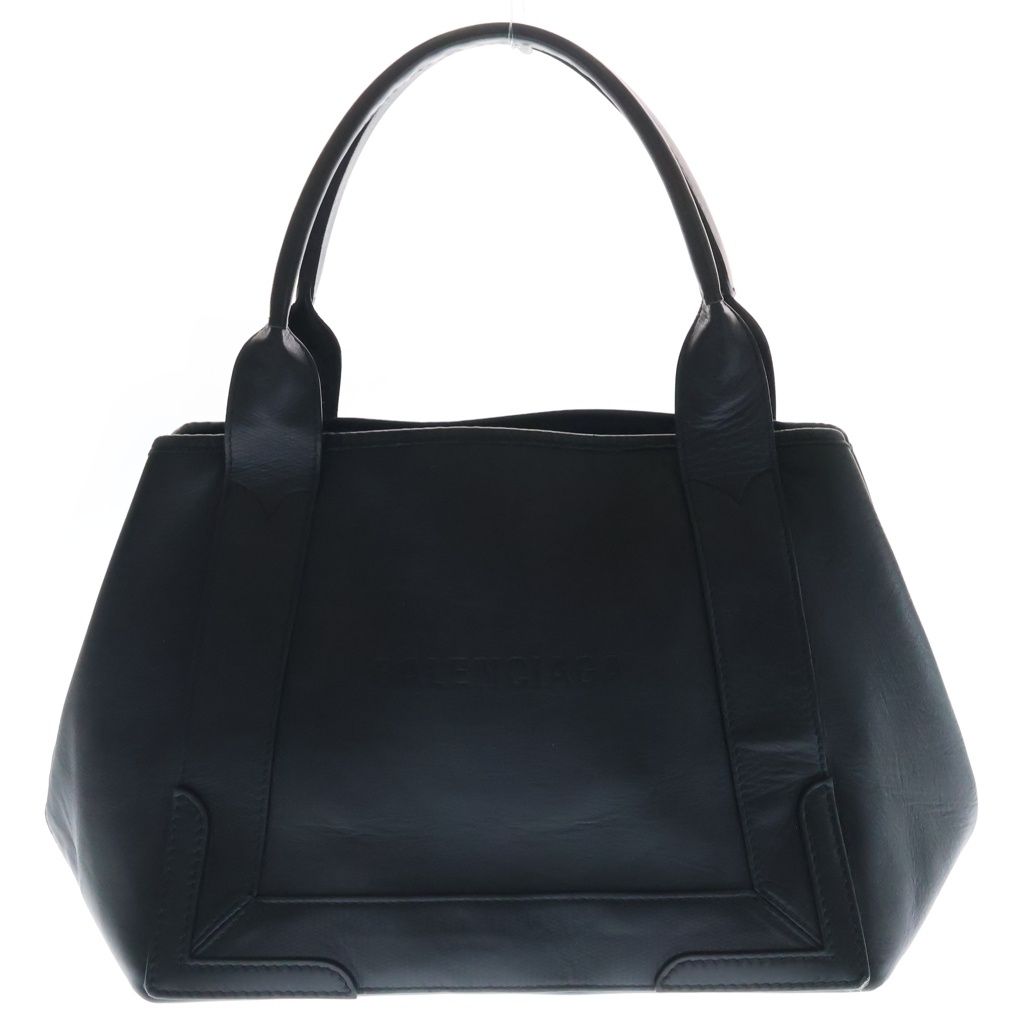 BALENCIAGA (バレンシアガ) ネイビーカバスS レザー ハンドバッグ トートバッグ ブラック 339933