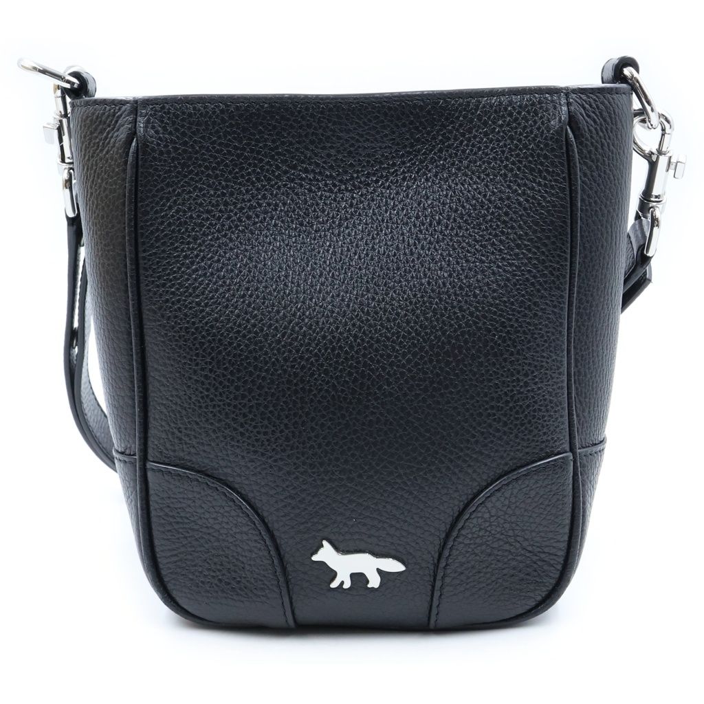 MAISON KITSUNE (メゾンキツネ) レザー ショルダーバッグ ロゴ ブラック LW05138LR0024 レディース