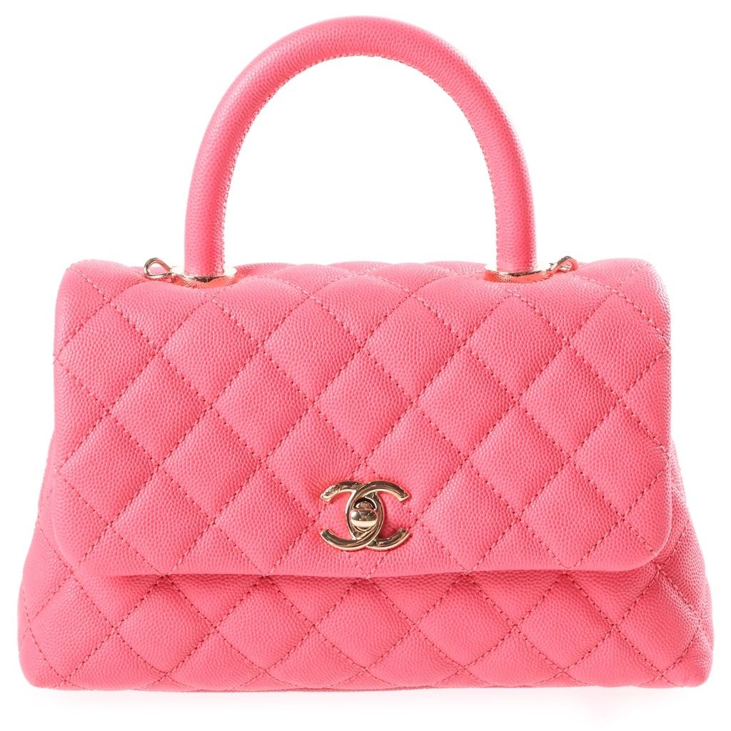 CHANEL (シャネル) ココハンドル24 XS ハンドバッグ ショルダーバッグ ココマーク ピンク キャビアスキン ゴールド金具 A92990