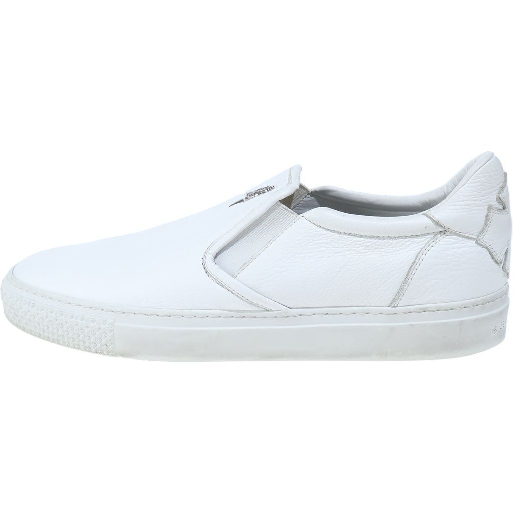 CHROME HEARTS (クロムハーツ) SLIP ON CHプラス レザーパッチ ダガー ローカットスニーカー スリッポン ホワイト