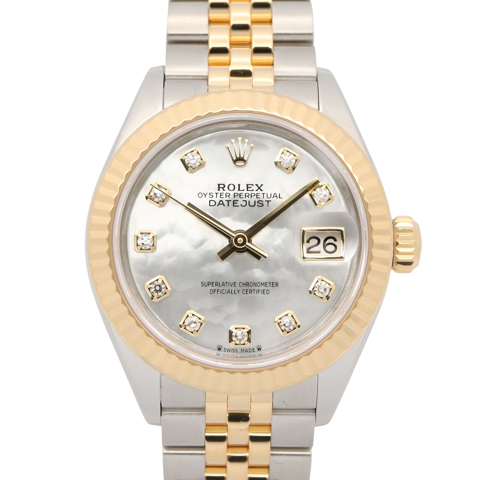 ロレックス ROLEX 腕時計 デイトジャスト 10Pダイヤ ランダム番 279173NG WHシェル/NP K18（イエローゴールド） ステンレススチール デイトジャスト 10Pダイヤ ランダム番