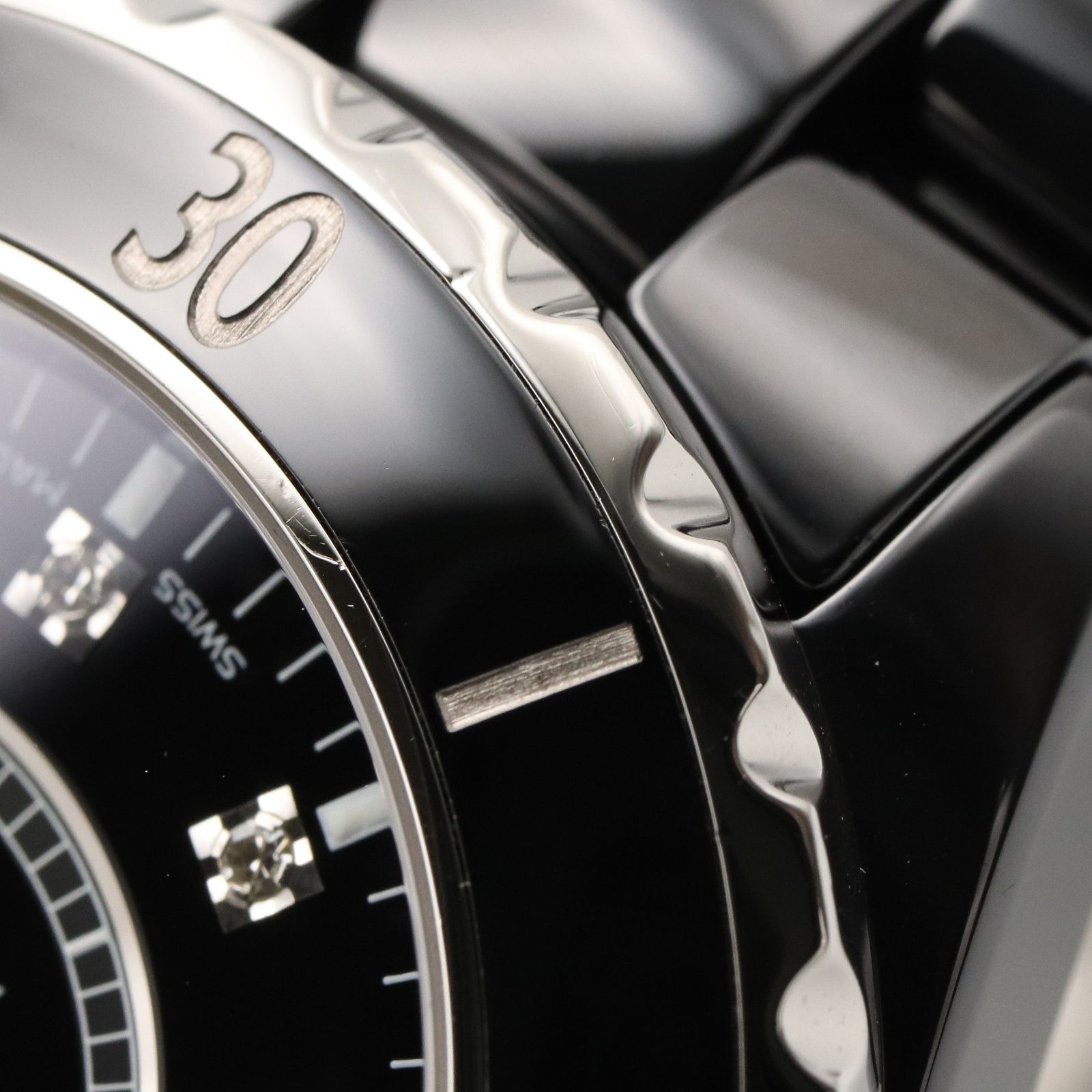 シャネル CHANEL 腕時計 J12 12Pダイヤ H1626 ブラック セラミック ダイヤモンド J12 12Pダイヤ メンズ Used A