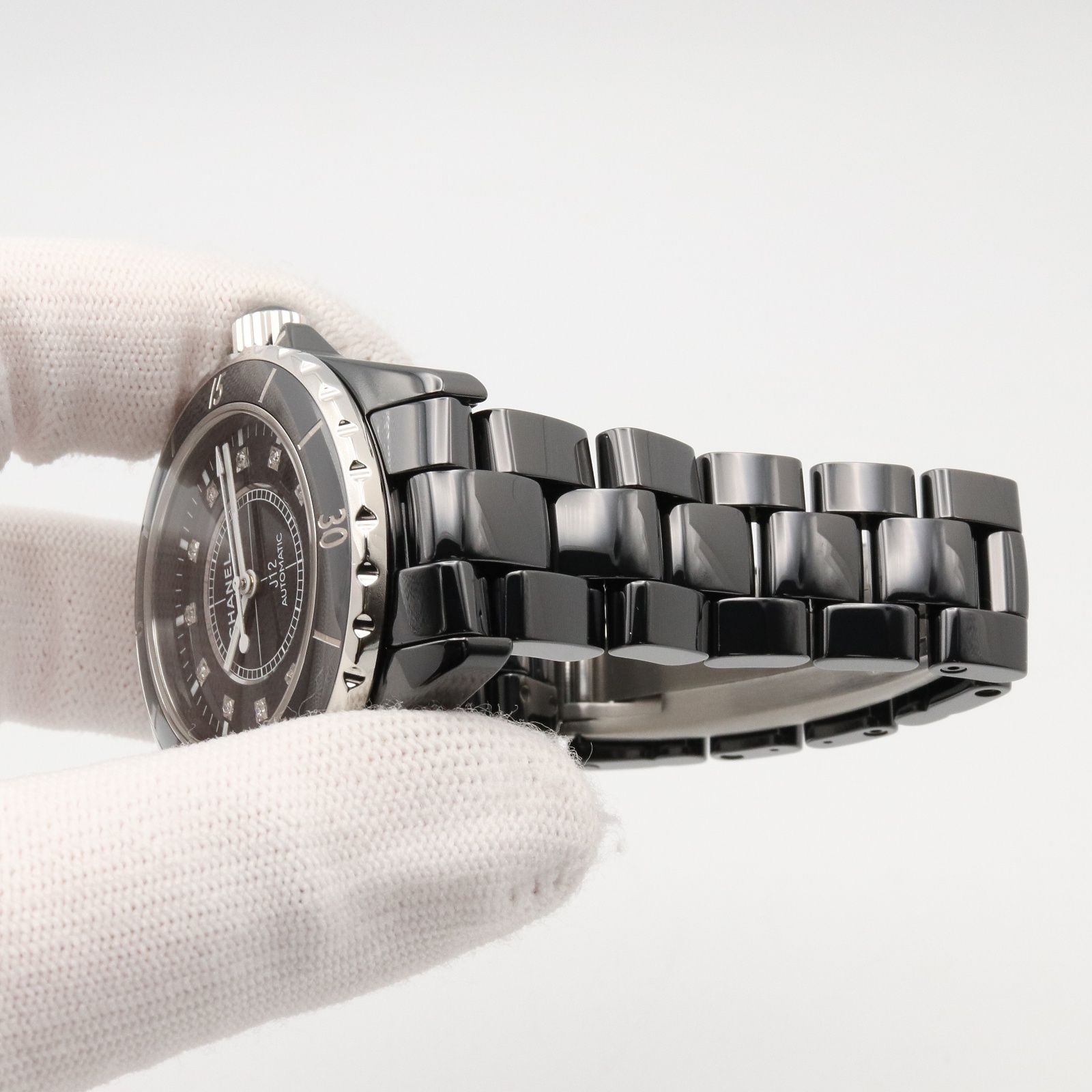 シャネル CHANEL 腕時計 J12 12Pダイヤ H1626 ブラック セラミック ダイヤモンド J12 12Pダイヤ メンズ Used A