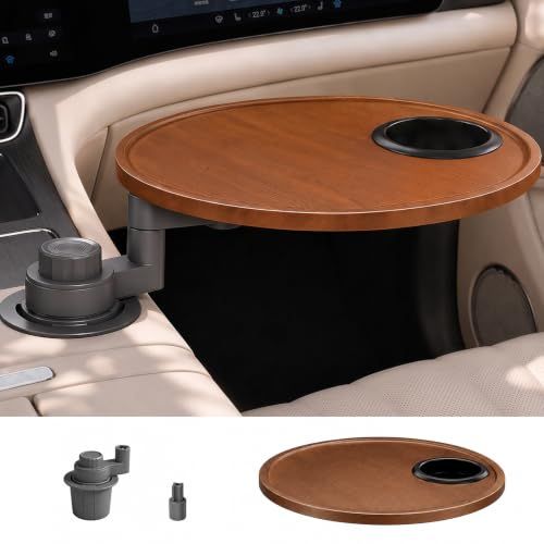 N◆車載テーブル 車用トレイ 360°回転 3cm延長ポール付き カップホルダー付き ノートパソコン対応 後部座席専用 車内での宿泊 | 直径33cmの大型トレイで、食事や仕事に最適です。回転機能を備えており、車内での食事、仕事、休憩にぴった 9d84221c 8,453円