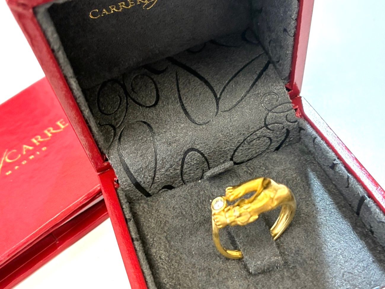 カレライカレラ　Carrera y Carrera アニマルモチーフ　デザインリング　YG イエローゴールド　指輪　16.5号　ダイヤモンド　リング 750 レディース【中古】 110,000円