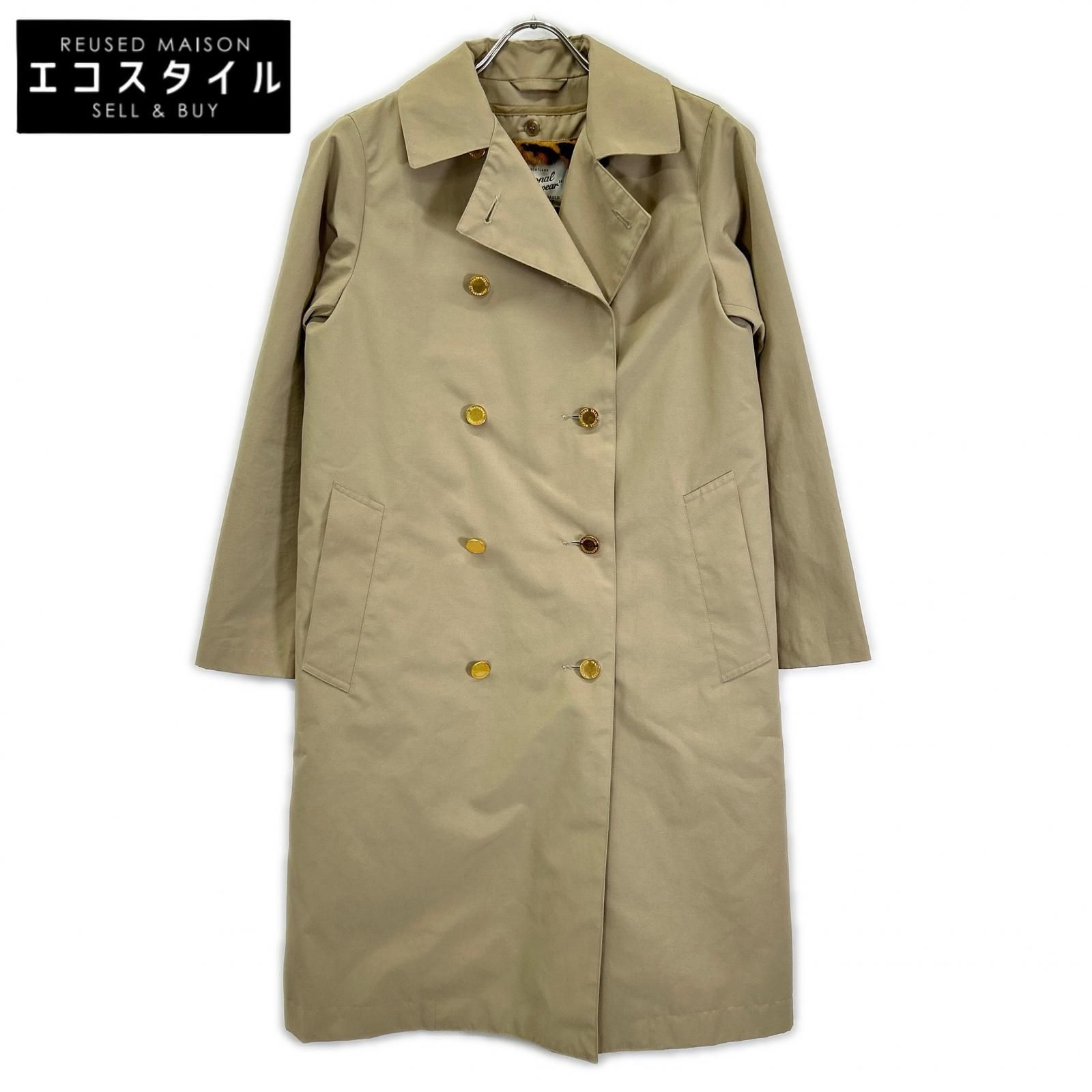 TRADITIONAL WEATHERWEAR　トラディショナルウェザーウェア　カーキベージュ レオパード柄 金ボタン バックスリット トレンチコート