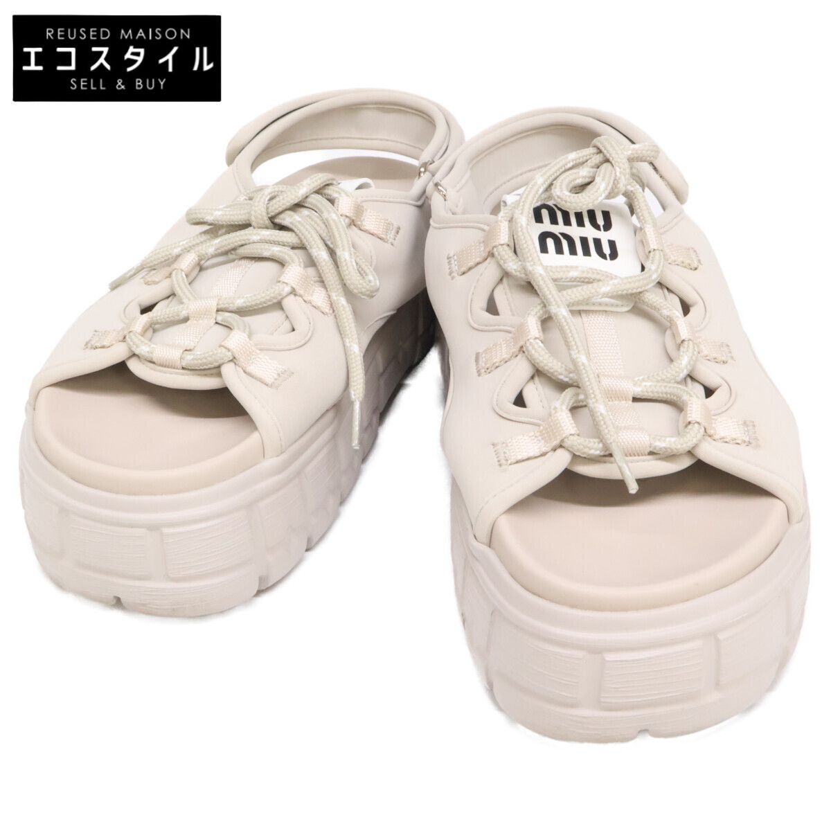 MIUMIU　ミュウミュウ　【美品】5X418E レースアップ チャンキー ネオプレンサンダル　39