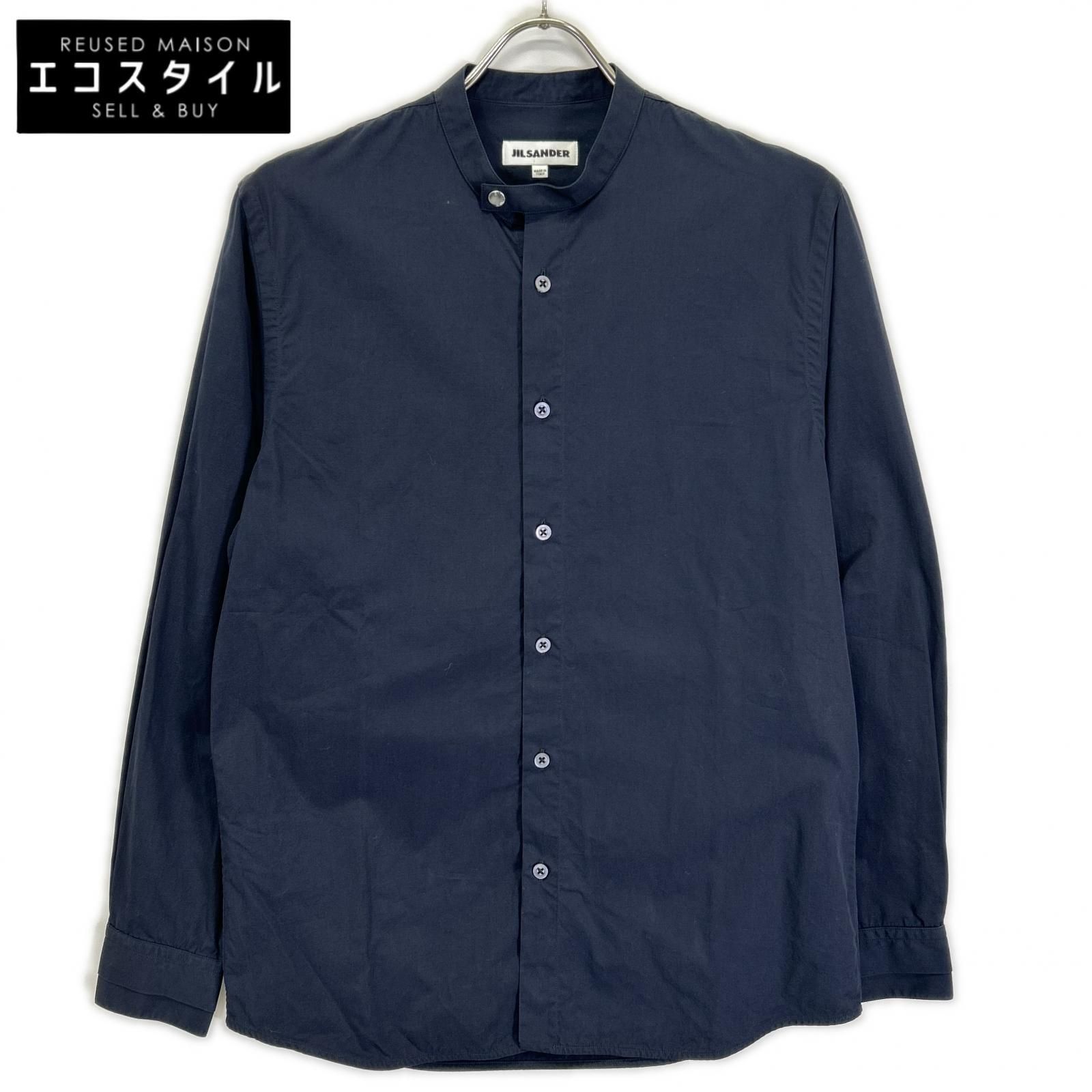 JILSANDER　ジルサンダー　18年 ネイビー JSUO742326 バンドカラー シャツ　37/14/1/2 11,473円