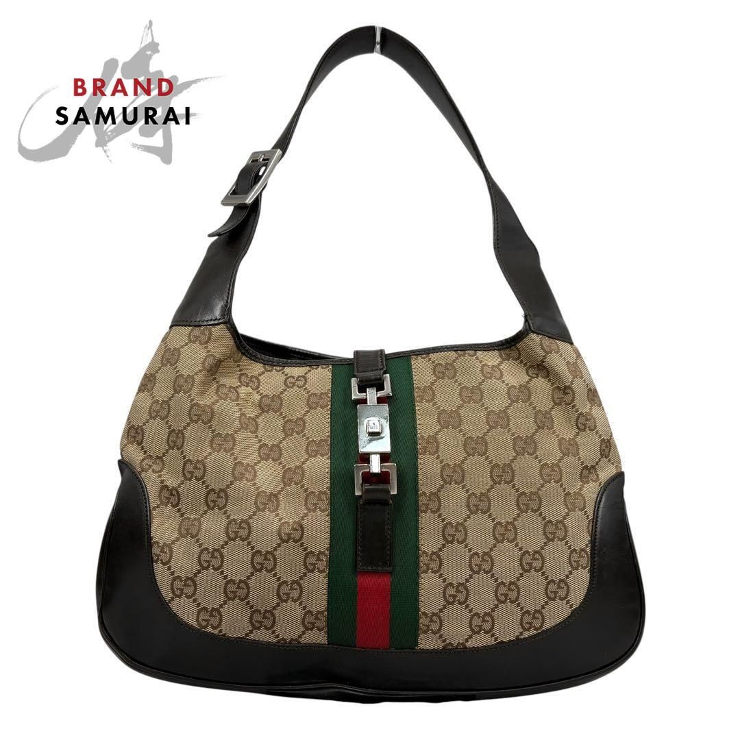 GUCCI グッチ ヴィンテージ シェリーライン ブラウン GGキャンバス/レザー 001 3306 ショルダーバッグ レディース I2-00072【中古】