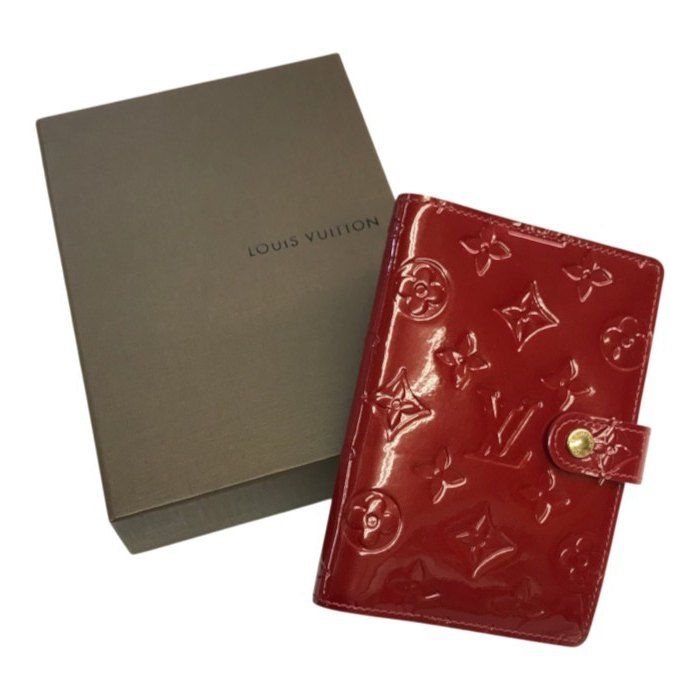 LOUIS VUITTON ルイヴィトン ヴェルニ アジェンダPM 手帳カバー ユニセックス 6穴式 エナメル レッド R21016 中古 T1