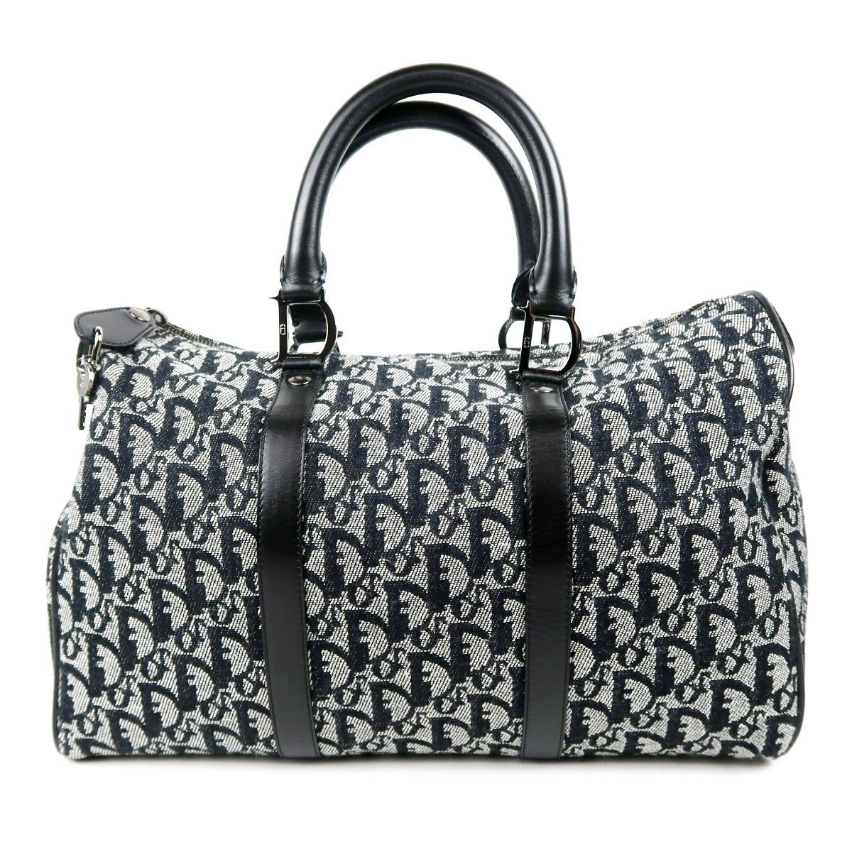 【超美品】Christian Dior ディオール イタリア製 トロッター ミニボストン ハンドバッグ ブラック系×シルバー D金具 レディース ブランド鞄【VC73】 92,565円