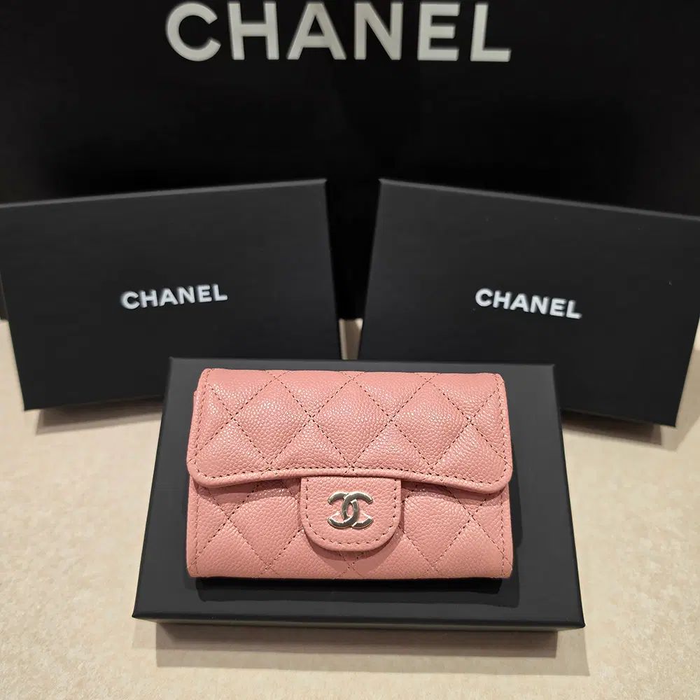 レディース/CHANEL カードウォレット/Classic スナップボタン 財布 ライト ピンク 샴페인 GOLD