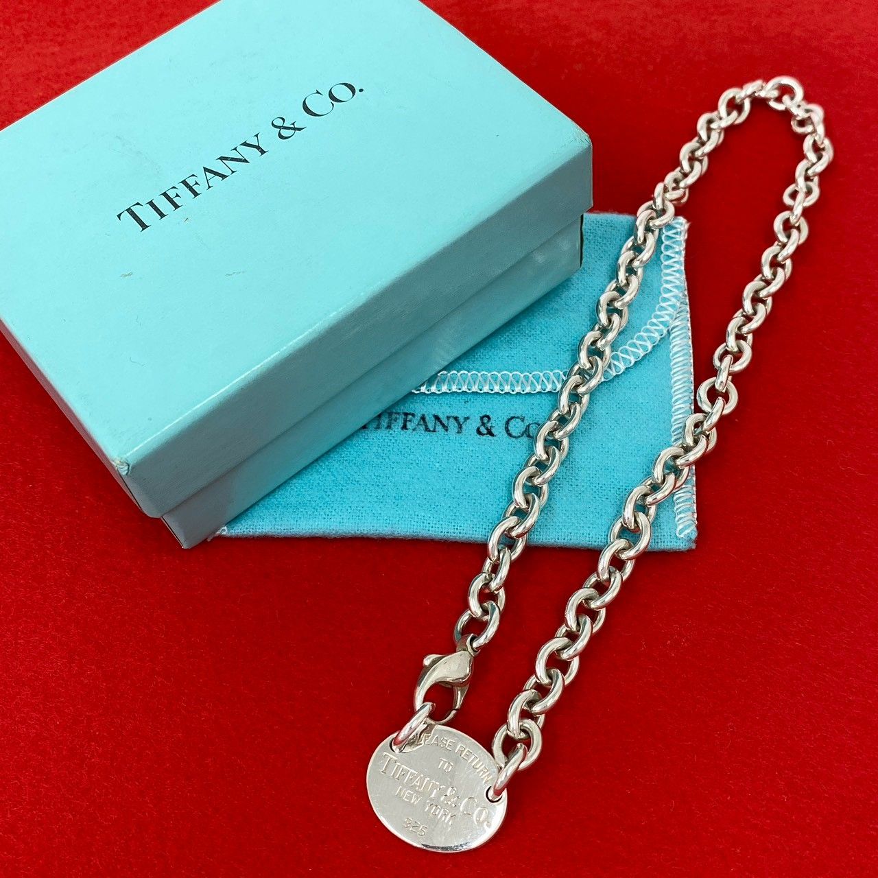 極 美品 箱 袋付き TIFFANY&Co. ティファニー ヴィンテージ リターントゥ オーバル ネックレス シルバー925 アクセサリー シルバー 18152