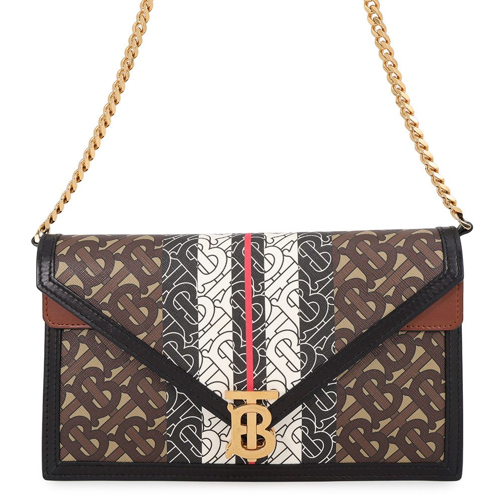 バーバリー チェーンショルダーバッグ TBモノグラム PVC レザー BURBERRY 黒