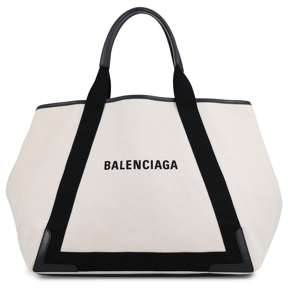 バレンシアガ トートバッグ ネイビーカバス M キャンバス/レザー 339936 BALENCIAGA ポーチ付き 黒