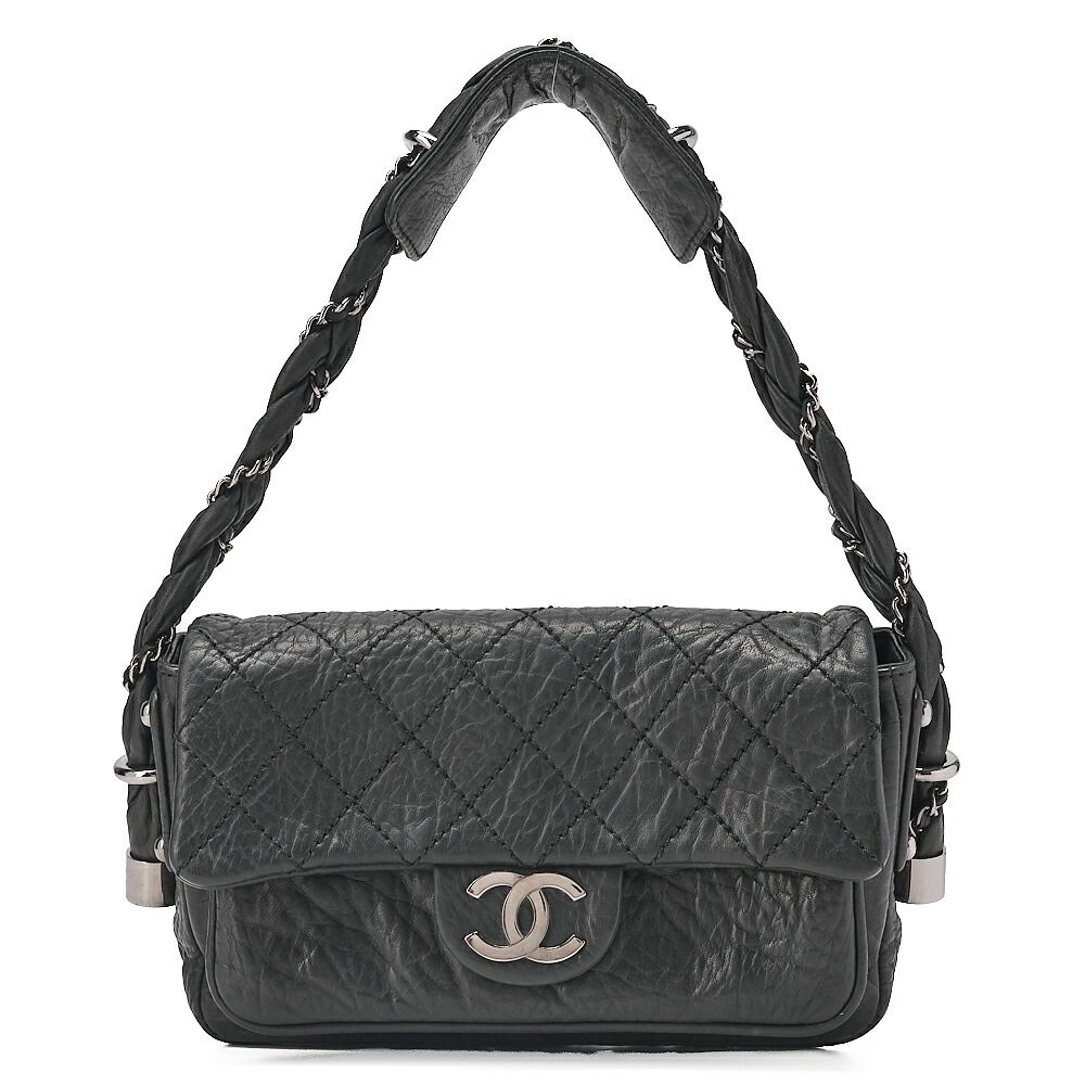 CHANEL シャネル カーフスキン マトラッセ シングル ハンドバック 黒（シルバー金具）レディースバッグ ブランド【中古】【送料無料】 265,500円