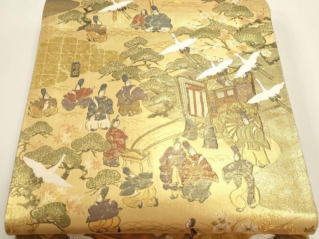 平和屋本店▼全通全景柄袋帯　源氏物語絵巻　本金箔　正絹　逸品　DABI4992sf