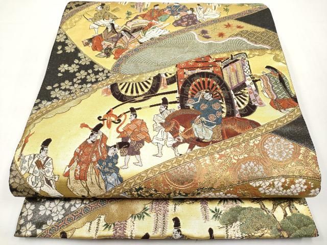 平和屋本店▼六通柄袋帯　唐織　住吉物語絵巻　本うるし本金箔　正絹　逸品　CABL1462tx 11,172円