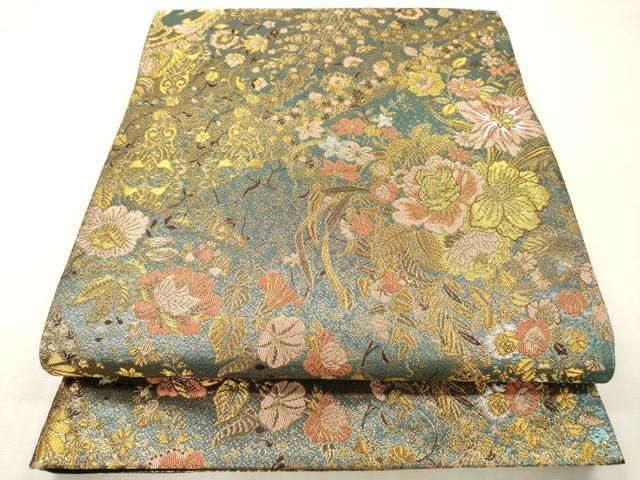 平和屋本店▼六通柄袋帯　貴賓はく　花唐草文　本金箔二重　正絹　逸品　DABI7713fe