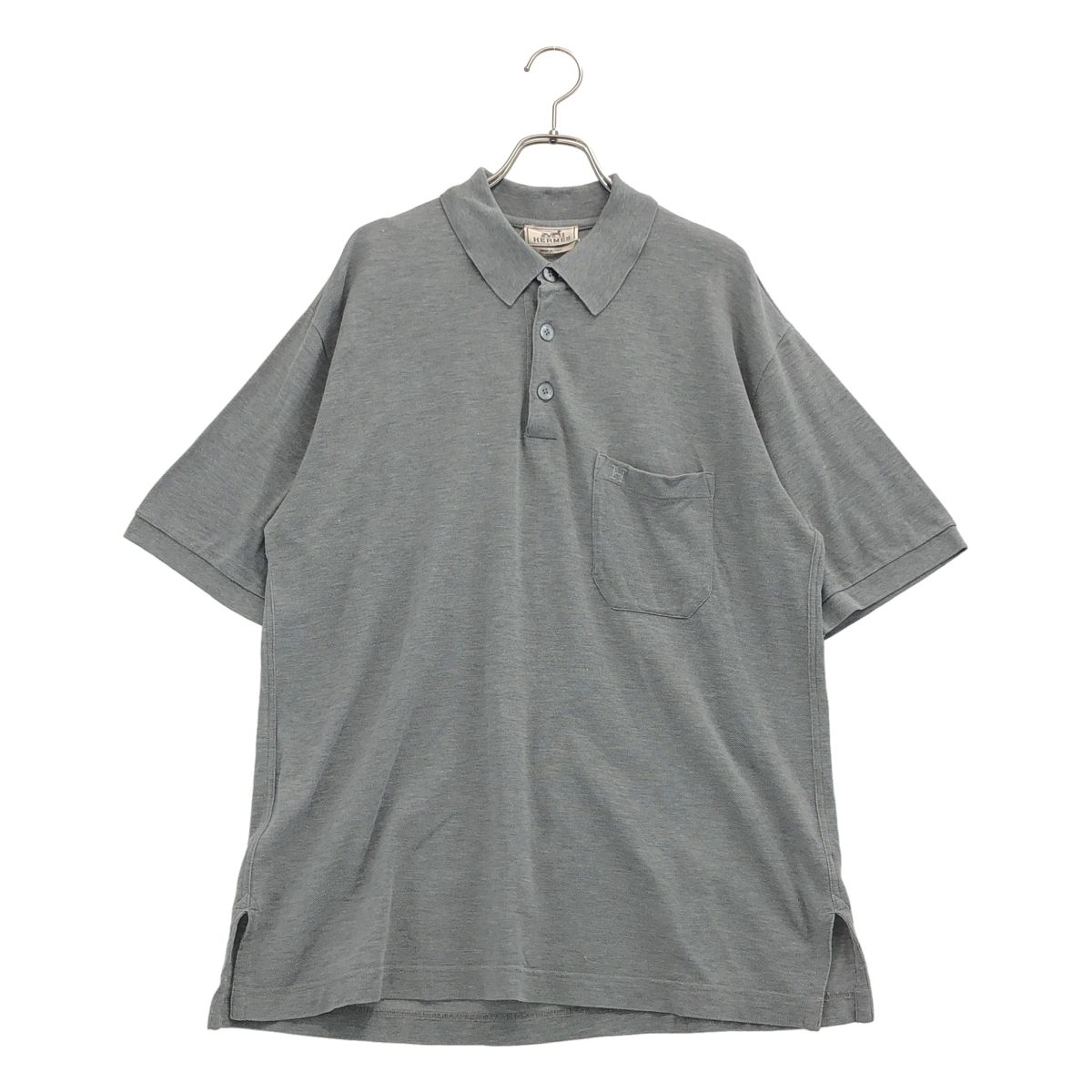 HERMES / エルメス | Hロゴ 刺しゅう ポロシャツ | XL | グレー | メンズ