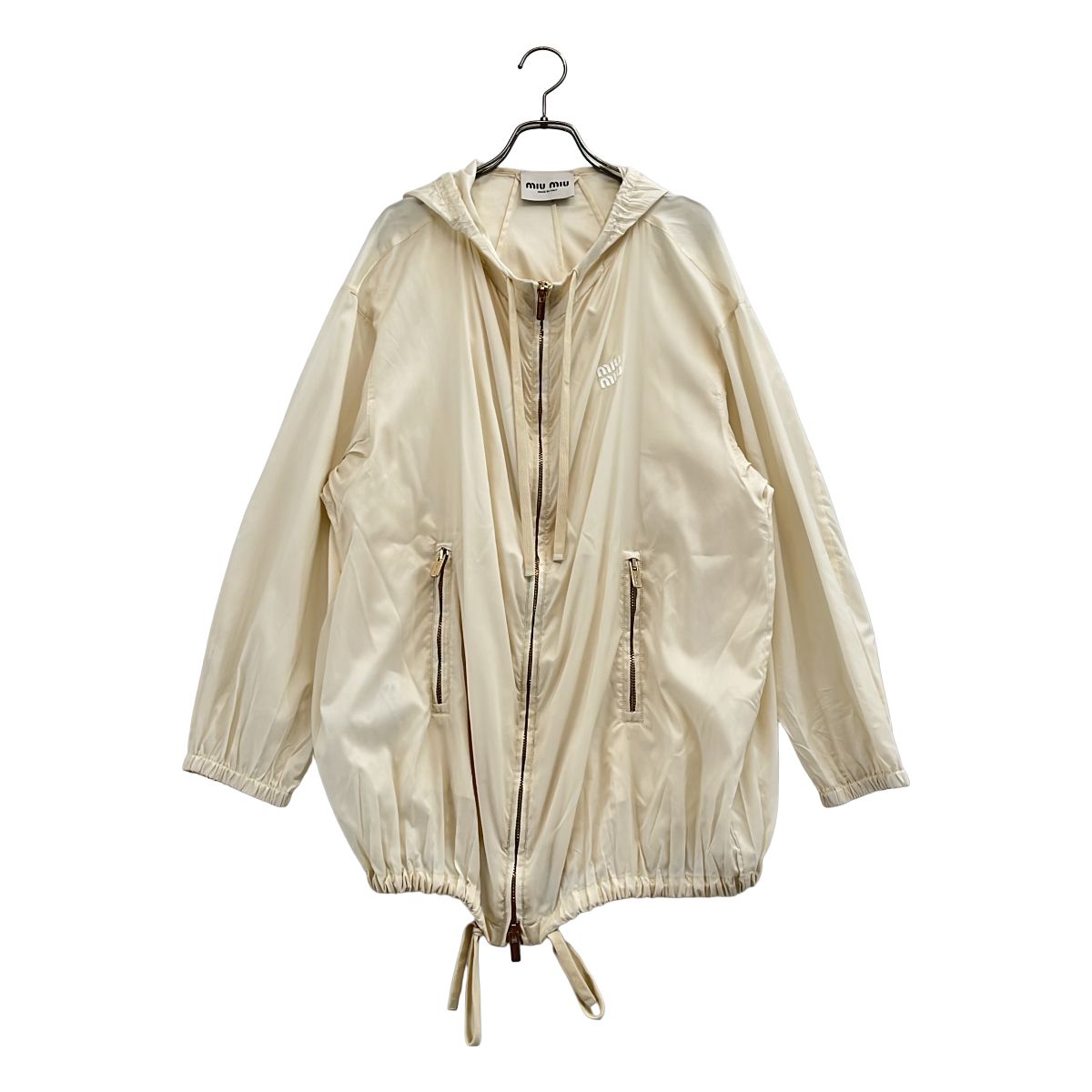 【美品】 miu miu / ミュウミュウ | シルク コーティングロゴ フーデット ジャケット | 36 | ベージュ | レディース 58,890円