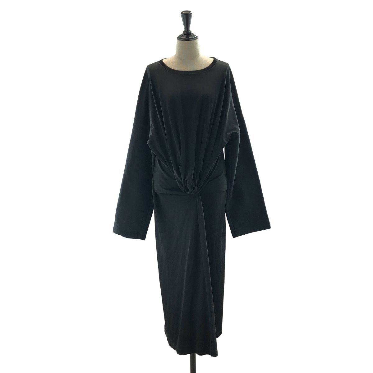 MM6 Maison Margiela / エムエムシックスメゾンマルジェラ | 2018AW | FRONT DRAPE DRESS スウェット 切替 ワンピース | S | ブラック | レディース 7,224円