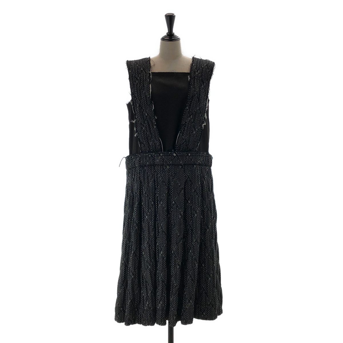 COMME des GARCONS COMME des GARCONS / コムコム | 2019AW | ウール ツイード 縮絨 カットオフ ジャンパースカート | M | ブラック | レディース