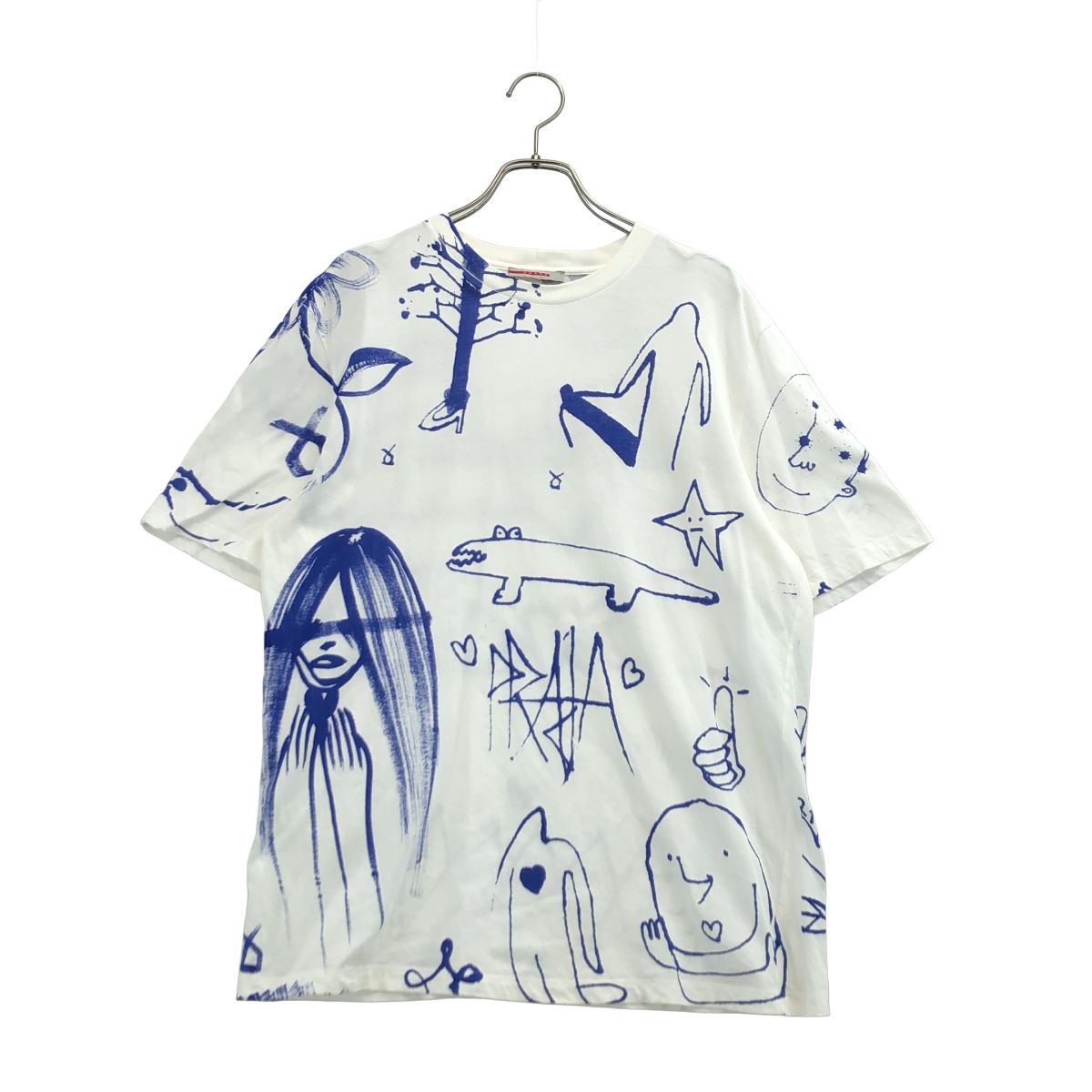 PRADA SPORT / プラダスポーツ | 2007SS | ×Adam Neate / グラフィックプリント Tシャツ | L | ホワイト/ブルー | メンズ