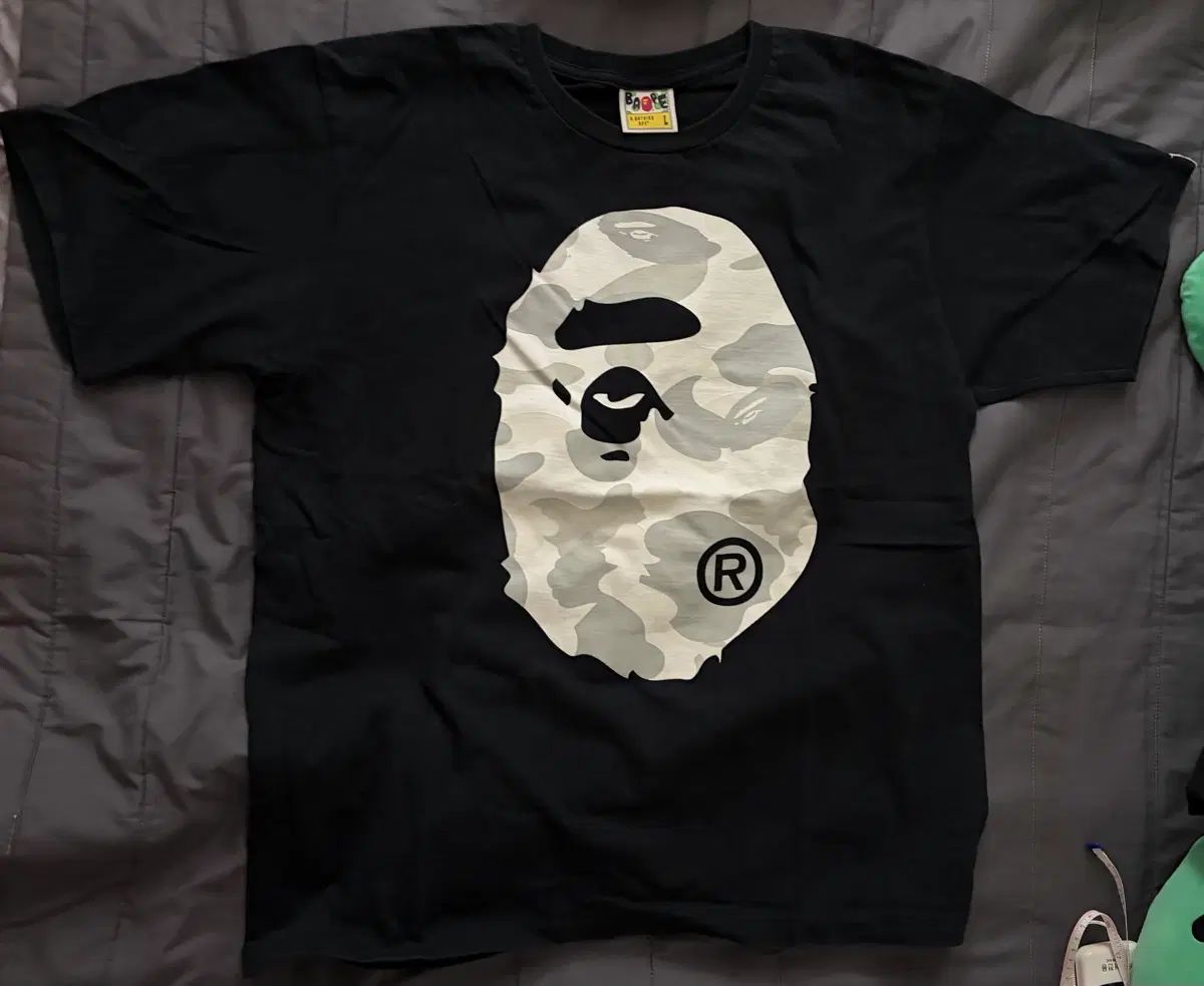 A BATHING APE Honeycomb Camo Big Ape Head Tee