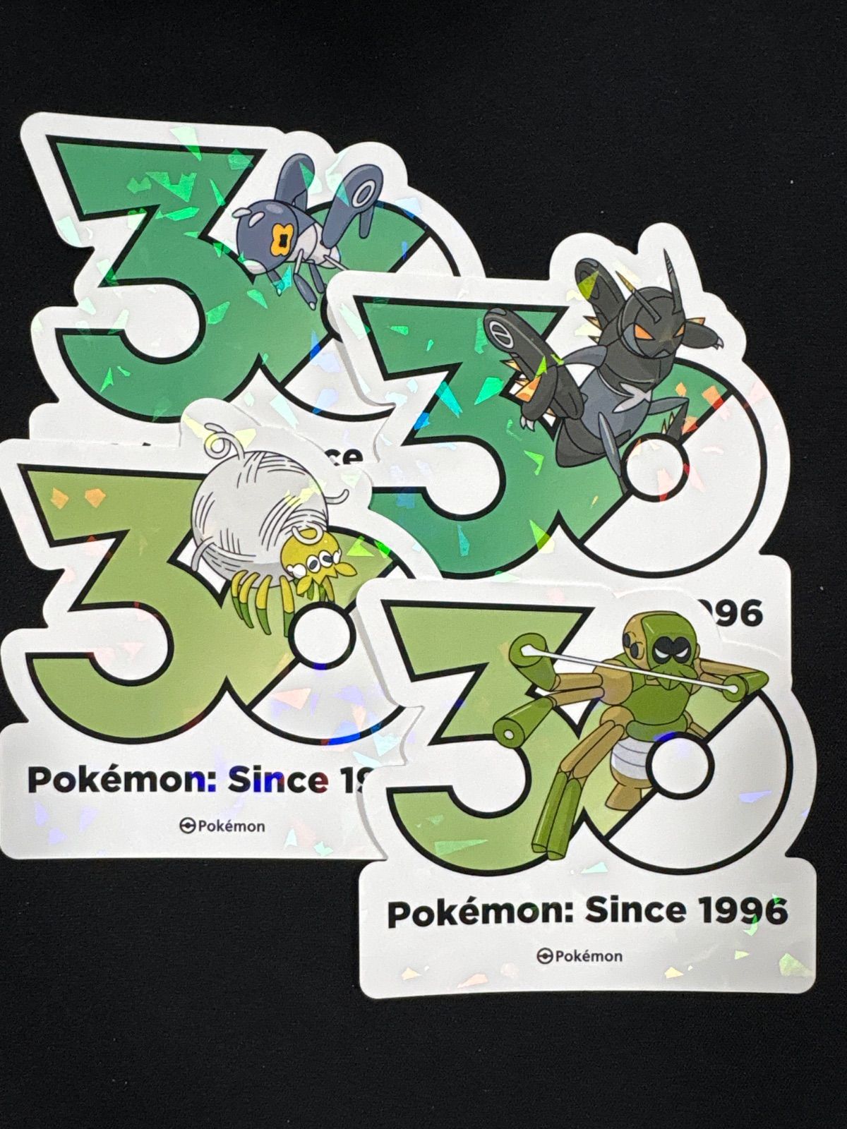 ポケモン30周年ステッカー マメバッタ、エクスレッグ、タマンチュラ