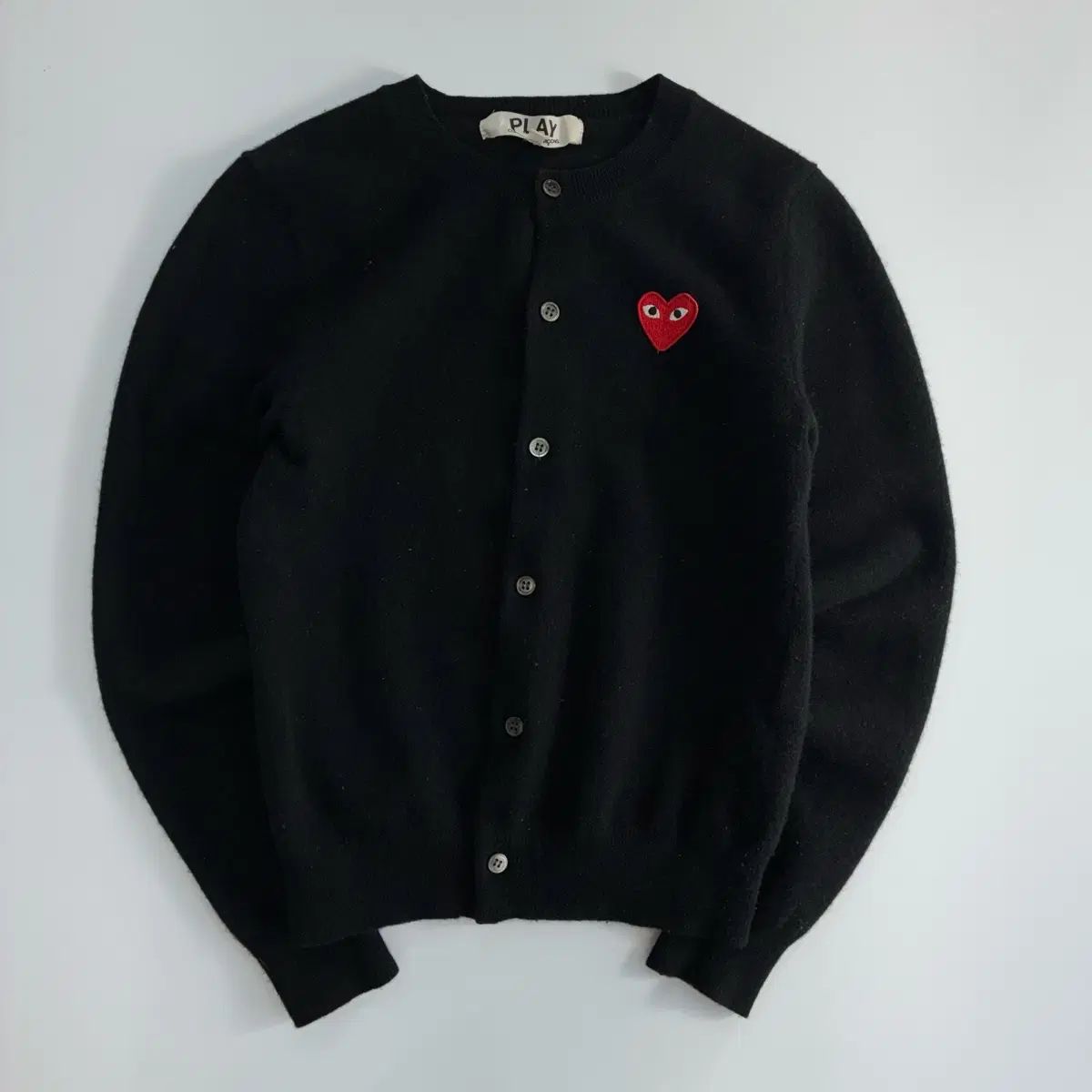 COMME des GARCONS 꼼데가르송 レッドハート ワッペン ブラック ニット カーディガン