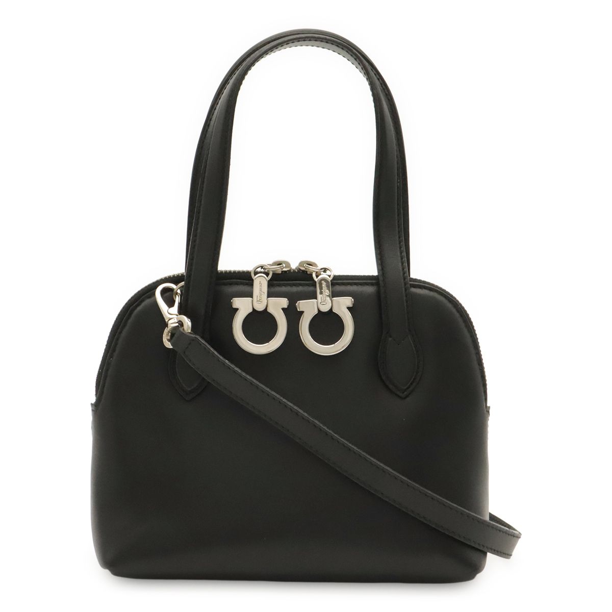 Salvatore Ferragamo サルヴァトーレ フェラガモ ガンチーニ ハンドバッグ ミニバッグ 2WAY ショルダーバッグ レザー ブラック 黒 AN-21/6664
